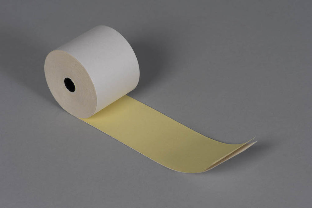 20 rouleaux de caisse 57x70x12, 22 m, avec copie blanc-jaune
