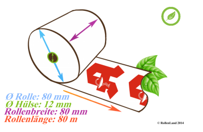 40 rouleaux thermiques 80x80x12, 80 m, sans bisphénol-A (BPA), avec le "A" rouge des pharmacies