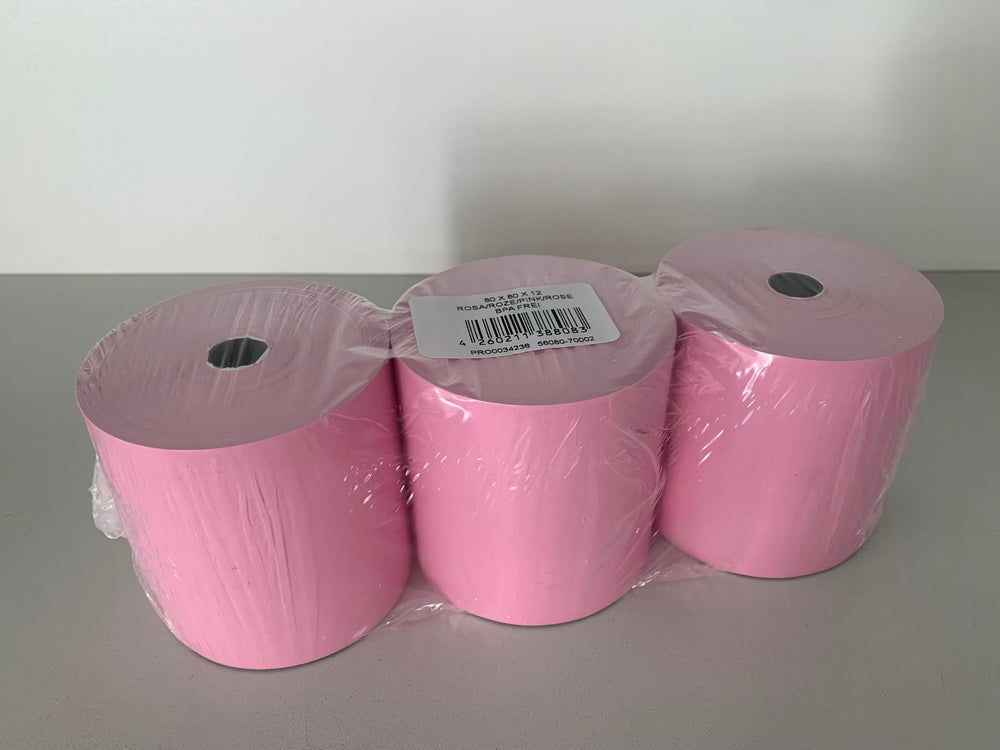 30 rouleaux thermiques colorés 80x80x12, 78 m, 55g, sans bisphénol-a (BPA), rose