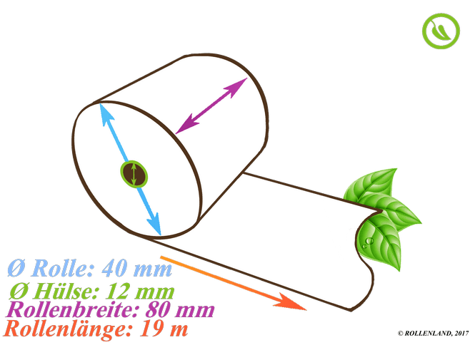 40 rouleaux thermiques 80x40x12, 19 m sans BPA, 55g/qm