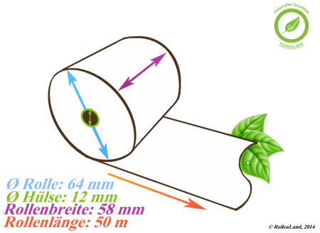 50 rouleaux thermiques 58x64x12, 50 m, sans bisphénol-A (BPA)