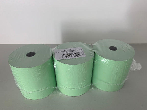 30 rouleaux thermiques colorés 80x80x12, 78 m, 55g, sans bisphénol-a (BPA), vert