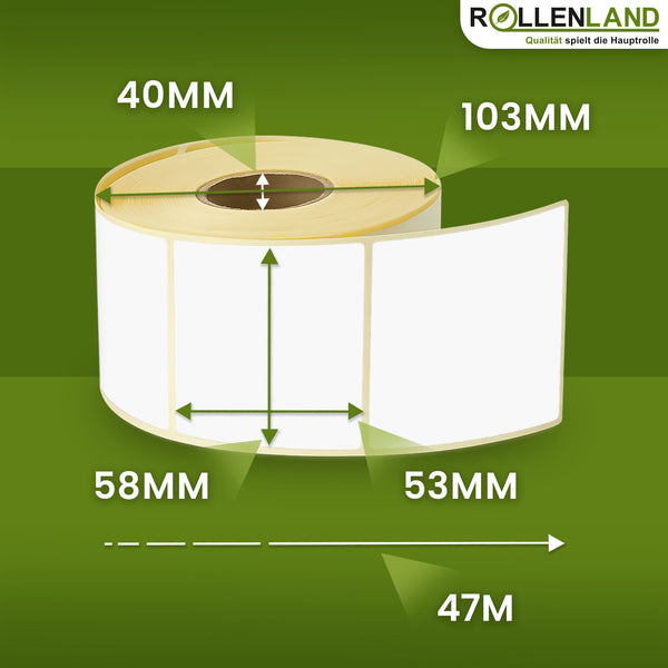 Étiquettes thermiques vierges 58x53x40, 24 rouleaux