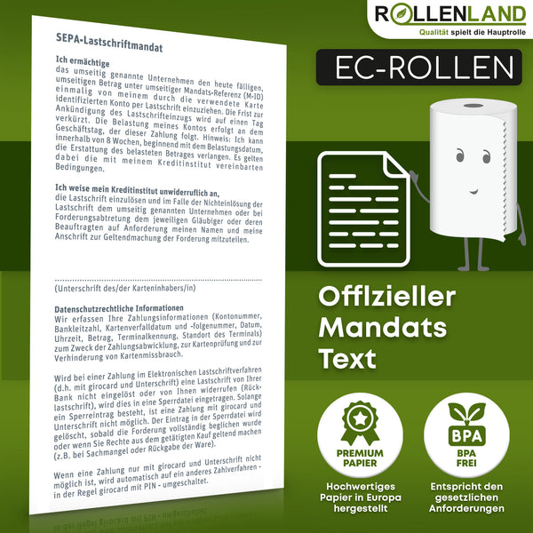 50 rouleaux EC 57x36x12, 15 m, avec impression de note de débit SEPA sans phénol