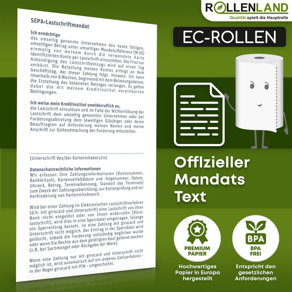 50 rouleaux EC 57x36x12, 12 m sans BPA, avec impression de débit SEPA